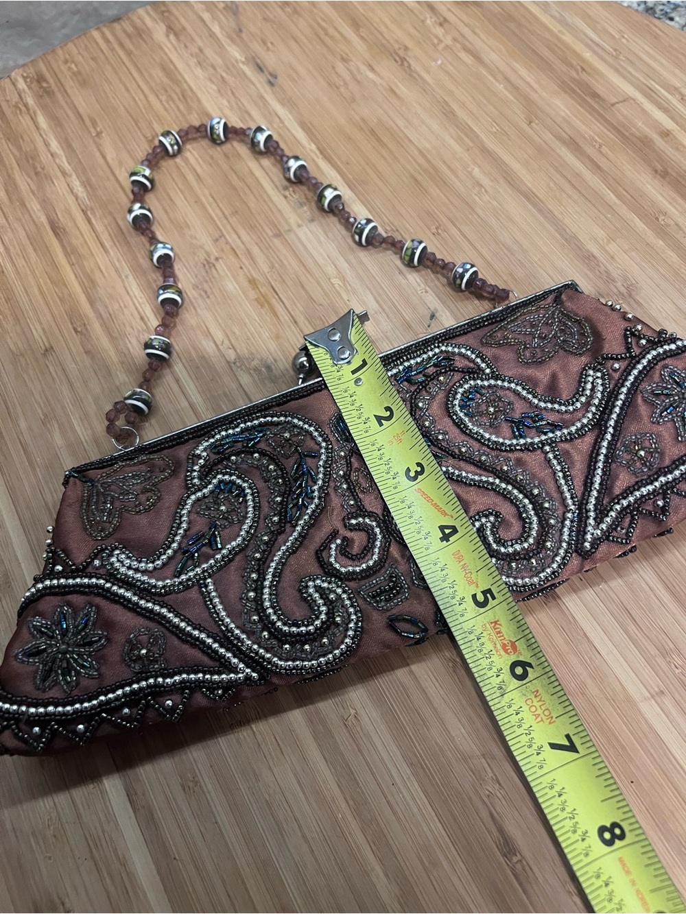 Source Unknown Brown Beaded Evening Clutch with Metallic Accents - Picture 12 of 15